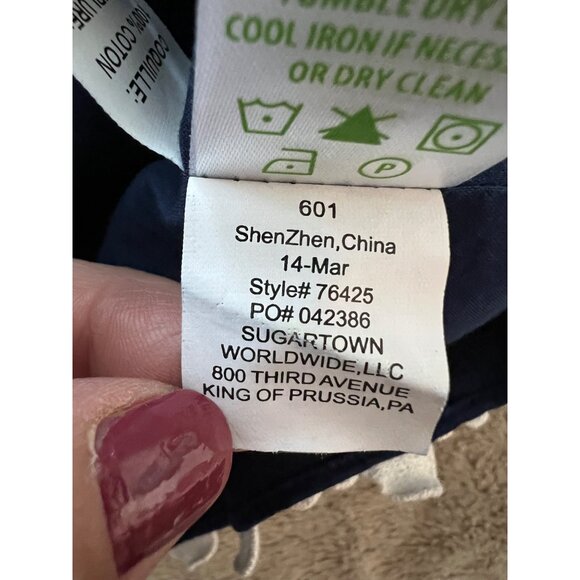 Lilly Pulitzer Navy & White Dress With Gold Embroidered Stripes Size 6 - Picture 9 of 13